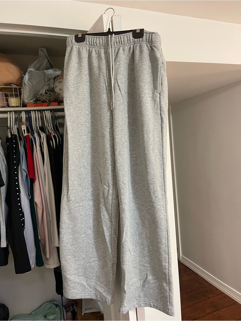 ALO Yoga Light Gray Wide-Leg Track Pants